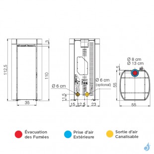 Poêle à granulés canalisable Edilkamin Rada Air Tight C 12.8kW Sortie Fumée Coaxiale Ø8/13 cm