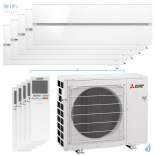 Penta split MSZ-LN Blanc MXZ-5F102VF2 10.2kW tailles 25 + 25 + 25 + 25 + 25 MSZ-LN25VG2V (x5) Mural Design de Luxe WiFi