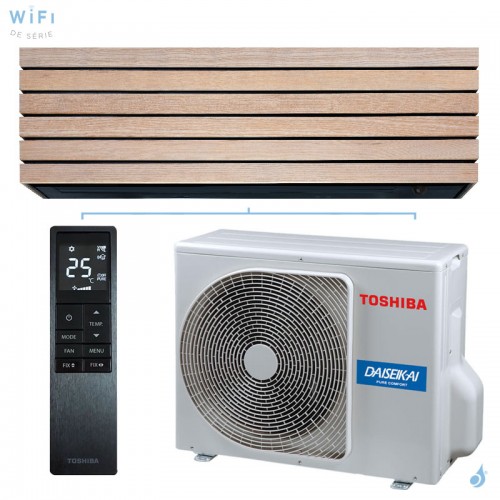 Climatisation mono split Daiseikai 10 2.5kW RAS-B10S4KVDG-E + RAS-10S4AVPG-E WiFi de série Mural Wood Inverter Toshiba