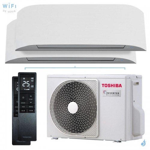 Climatisation bi split TOSHIBA Haori RAS-2M10G3AVG-E 3.3kW Tailles 25 + 25 Mural WiFi de série RAS-B10N4KVRG-E1 (x2)