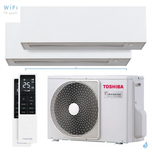 Climatiseur bi split TOSHIBA Daiseikai 10 RAS-2M10G3AVG-E 3.3kW Tailles 25 + 25 Mural WiFi RAS-B10S4KVPG-E (x2)