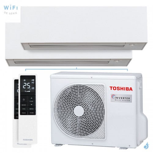 Climatiseur bi split TOSHIBA Daiseikai 10 RAS-2M18G3AVG-E 5.2kW Tailles 25 + 25 Mural WiFi RAS-B10S4KVPG-E (x2)