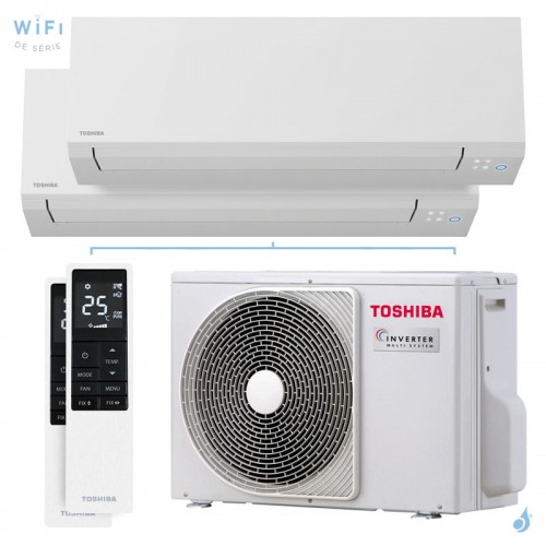 Climatisation bi split Shorai Edge Blanc RAS-2M10G3AVG-E 3.3kW Tailles 15 + 15 Toshiba WiFi RAS-M05G3KVSG-E (x2)