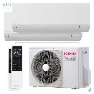 Climatisation bi split Shorai Edge Blanc RAS-2M10G3AVG-E 3.3kW Tailles 15 + 20 Toshiba WiFi RAS-M05G3KVSG-E + RAS-B07G3KVSG-E