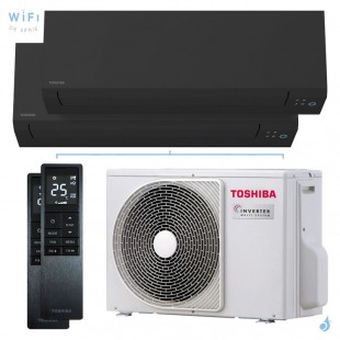 Climatisation bi split Shorai Edge Noir RAS-2M10G3AVG-E 3.3kW Tailles 15 + 15 Toshiba WiFi RAS-M05G3KVSGB-E (x2)