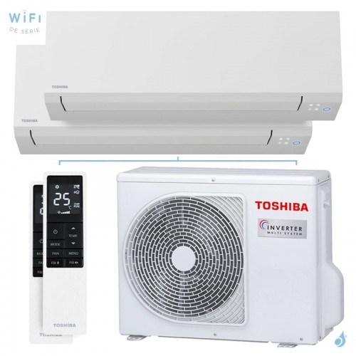 Climatisation bi split Shorai Edge Blanc RAS-2M18G3AVG-E 5.2kW Tailles 15 + 20 Toshiba WiFi RAS-M05G3KVSG-E + RAS-B07G3KVSG-E