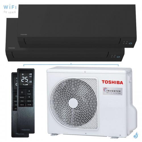 Climatisation bi split Shorai Edge Noir RAS-2M18G3AVG-E 5.2kW Tailles 15 + 20 Toshiba WiFi RAS-M05G3KVSGB-E + RAS-B07G3KVSGB-E