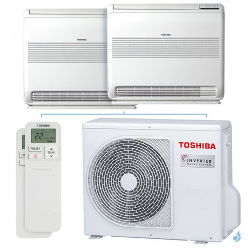 Climatiseur bi split Toshiba console RAS-2M18G3AVG-E 5.2kW Tailles 25 + 25 RAS-B10J2FVG-E (x2) Console double-flux