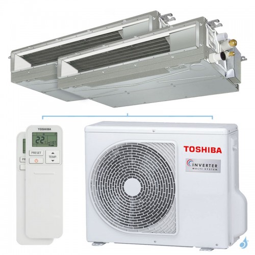 Climatiseur bi split Toshiba gainable RAS-2M18G3AVG-E 5.2kW Tailles 20 + 20 RAS-M07U2DVG-E (x2) Gainable Compact