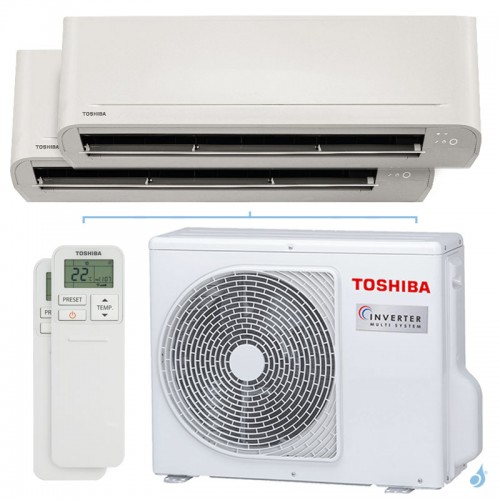 Climatisation bi split TOSHIBA Naka RAS-2M18G3AVG-E 5.2kW Tailles 15 + 25 Mural Seiya Classic RAS-B05B2KVG-E + RAS-B10B2KVG-E