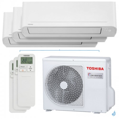 Climatiseur tri split TOSHIBA Yukai RAS-3M18G3AVG-E 5.2kW Tailles 15 + 15 + 15 RAS-B05E2KVG-E (x3) Mural Compact