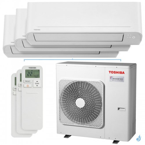 Climatiseur tri split TOSHIBA Yukai RAS-3M26G3AVG-E 7.0kW Tailles 15 + 15 + 35 RAS-B05E2KVG-E (x2) + RAS-B13E2KVG-E