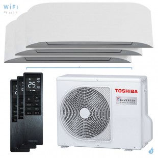 Climatisation tri split TOSHIBA Haori RAS-3M18G3AVG-E 5.2kW Tailles 25 + 25 + 25 Mural WiFi RAS-B10N4KVRG-E1 (x3)