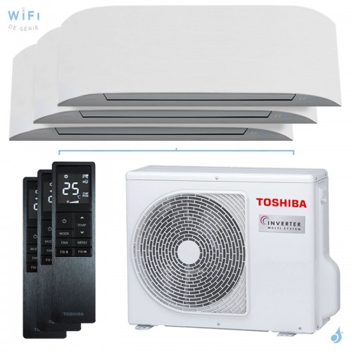 Climatisation tri split TOSHIBA Haori RAS-3M18G3AVG-E 5.2kW Tailles 25 + 25 + 35 WiFi RAS-B10N4KVRG-E1 (x2) + RAS-B13N4KVRG-E