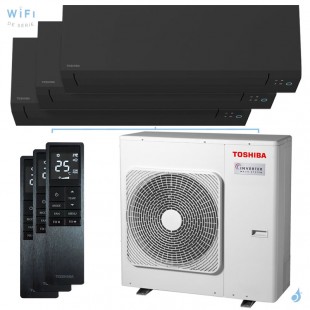 Tri split Toshiba Shorai Edge Noir RAS-3M26G3AVG-E 7.0kW Tailles 15 + 15 + 42 WiFi RAS-M05G3KVSGB-E (x2) + RAS-B16G3KVSGB-E