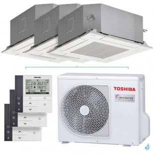 Tri split Toshiba cassette RAS-3M18G3AVG-E 5.2kW Tailles 25 + 25 + 25 RAS-M10U2MUVG-E (x3) commande RB-RWS21-E