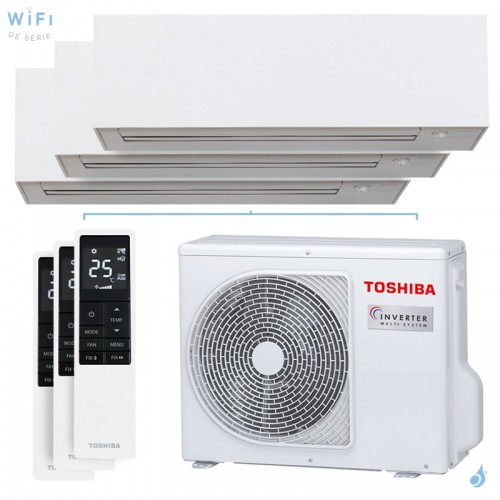 Tri split TOSHIBA Daiseikai 10 RAS-3M18G3AVG-E 5.2kW Tailles 25 + 25 + 25 Mural WiFi RAS-B10S4KVPG-E (x3)