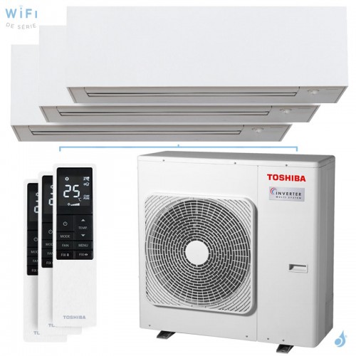 Tri split TOSHIBA Daiseikai 10 RAS-3M26G3AVG-E 7.0kW Tailles 25 + 25 + 25 Mural WiFi RAS-B10S4KVPG-E (x3)