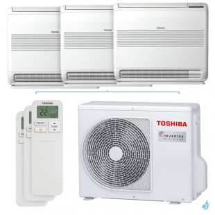 Climatiseur tri split Toshiba console RAS-3M18G3AVG-E 5.2kW Tailles 25 + 25 + 25 RAS-B10J2FVG-E (x3) double-flux