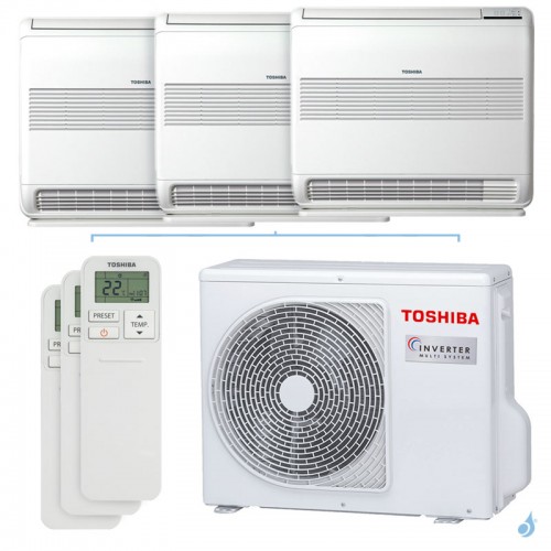 Climatiseur tri split Toshiba console RAS-3M18G3AVG-E 5.2kW Tailles 25 + 25 + 35 RAS-B10J2FVG-E (x2) + RAS-B13J2FVG-E