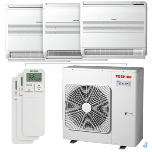 Climatiseur tri split Toshiba console RAS-3M26G3AVG-E 7.0kW Tailles 25 + 25 + 25 RAS-B10J2FVG-E (x3) double-flux