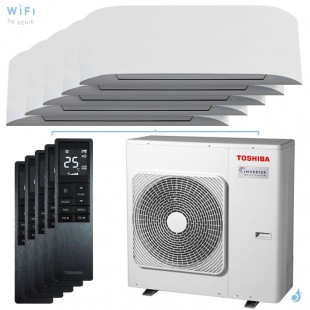 Penta split TOSHIBA Haori RAS-5M34G3AVG-E 10kW Tailles 25 + 25 + 25 + 25 + 25 Mural WiFi de série RAS-B10N4KVRG-E1 (x5)