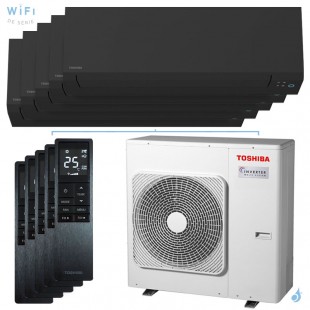 Penta split Shorai Edge Noir RAS-5M34G3AVG-E 10kW Tailles 15 + 15 + 20 + 20 + 20 PAC air-air Toshiba (5 sorties)