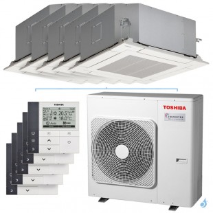 Penta split Toshiba cassette RAS-5M34G3AVG-E 10kW Tailles 25 + 25 + 25 + 25 + 25 RAS-M10U2MUVG-E (x5) avec commande RB-RWS21-E