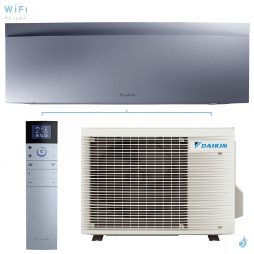 Climatisation mono split DAIKIN Emura 3 Argent 2.0kW FTXJ20AS + RXJ20A FTXJ-AS WiFi Pompe à chaleur Réversible et silencieuse