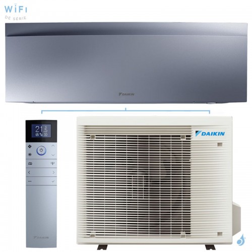 Climatisation mono split DAIKIN Emura 3 Argent 4.2kW FTXJ42AS + RXJ42A FTXJ-AS WiFi Pompe à chaleur Réversible et silencieuse