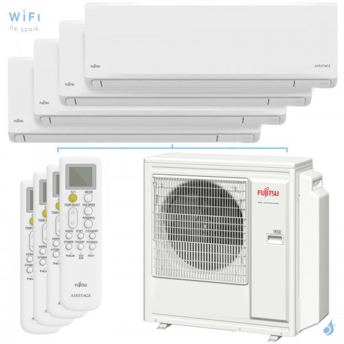 Quadri split FUJITSU Mural KNCA AOYG30KBTA4 8.0kW tailles 20 + 20 + 20 + 20 WiFi de série ASEH07KNCA (x4)