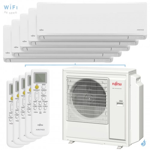 Penta split FUJITSU Mural KNCA AOYG36KBTA5 9.5kW tailles 20 + 20 + 20 + 20 + 20 WiFi de série ASEH07KNCA (x5)