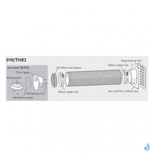 Kit collecteur air externe pour poêles à bois Charnwood Réf. 010TH82