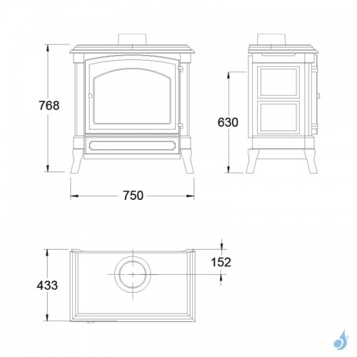 Poêle à bois Nestor Martin H 43 Puissance 8kW Catalytic Hybrid Woodbox Sortie Fumée Postérieure ou Supérieure