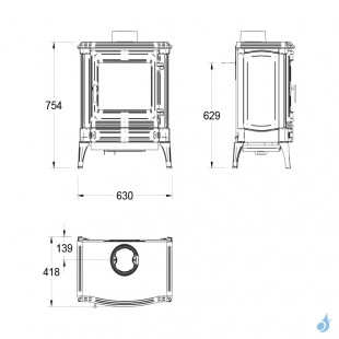 Poêle à bois Nestor Martin S 33 Puissance 5.5kW Catalytic Hybrid Woodbox Sortie Fumée Postérieure ou Supérieure