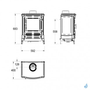 Poêle à bois Nestor Martin S 23 Puissance 4.6kW Catalytic Hybrid Woodbox Sortie Fumée Postérieure ou Supérieure