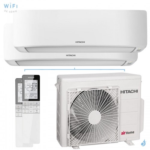 Climatiseur bi split HITACHI AirHome 400 RAM-G55N2HAE 5.5kW Tailles 25 + 25 WiFi RAK-DJ25RHAE + RAK-DJ25RHAE PAC air-air