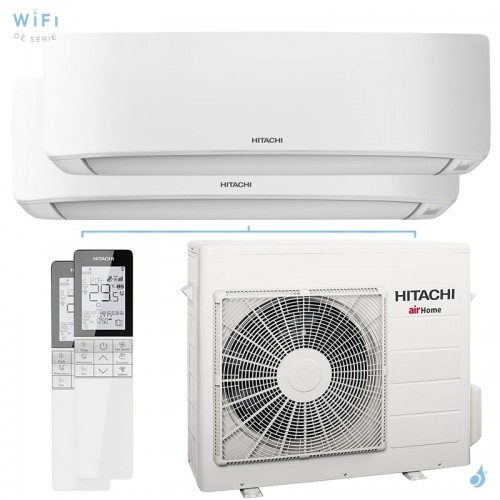 Climatiseur bi split HITACHI AirHome 400 RAM-G68N3HAE 6.8kW Tailles 25 + 50 WiFi RAK-DJ25RHAE + RAK-DJ50RHAE PAC air-air