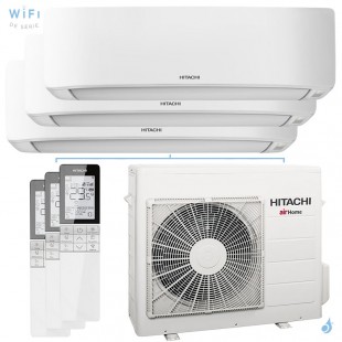 Climatiseur tri split HITACHI AirHome 400 RAM-G68N3HAE 6.8kW Tailles 25 + 25 + 25 WiFi RAK-DJ25RHAE (x3) PAC air-air