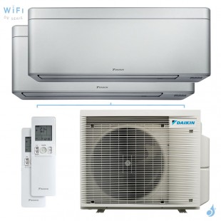 Climatisation bi split DAIKIN Stylish 2MXM50A9 FTXA-CS 5kW tailles 15 + 42 Argent CTXA15CS + FTXA42CS