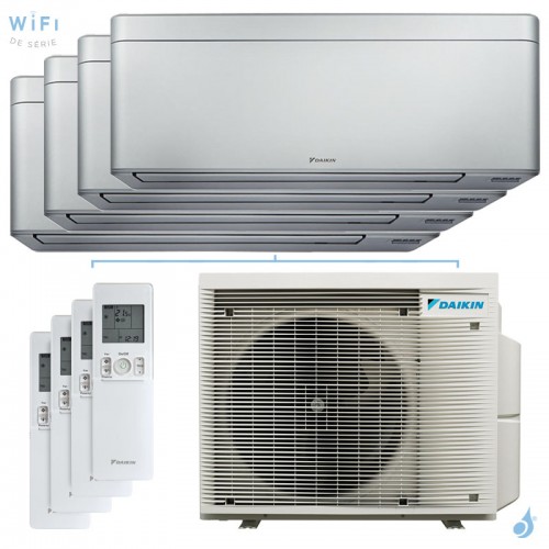 Quadri split DAIKIN Stylish 4MXM68A9 FTXA-CS 6.8kW tailles 15 + 15 + 15 + 15 Argent CTXA15CS + CTXA15CS + CTXA15CS + CTXA15CS