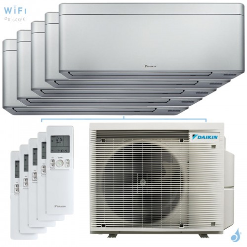 Penta split DAIKIN Stylish 5MXM90A9 FTXA-CS 9kW tailles 20 + 20 + 20 + 20 + 20 Argent  FTXA20CS (x5) WiFi de série