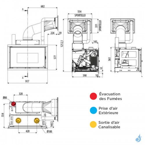 Cheminée à granulés canalisable MCZ Vivo 90 Comfort Air 9 Puissance 8.9kW